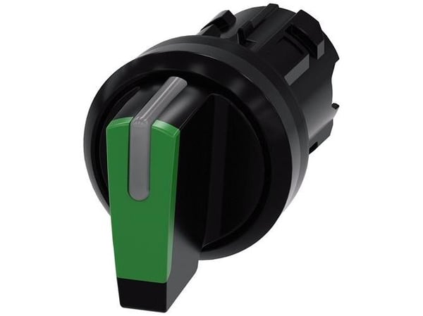 Siemens Kytkin 22mm pyöreä muovi musta/vihreä kr. kynällä 3 pos. I-0-II ilman itsestään palautuvaa 3SU1002-2BL40-0AA0