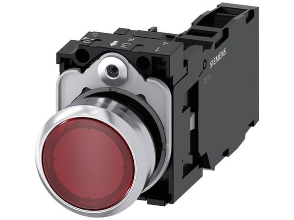 Painonappivalo 22mm pyöreä, punainen 1NO 1NO