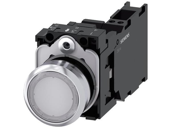 Painikevalo 22mm pyöreä korkealla valkoisella 1NO