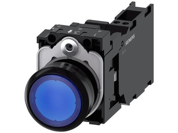 Painikevalo 22mm pyöreä pla sininen 1NO1 230V