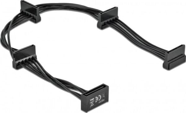 Delock - Strømadapter - SATA-strøm (hann) til SATA-strøm (hunn) - 40 cm - svart