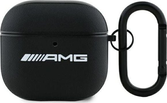 Mercedes AMG dekke til AirPods 4 svart/svart skinn hvitt logo