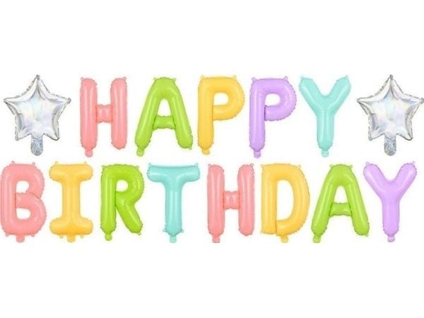 Folieballoner Happy Birthday, pastel