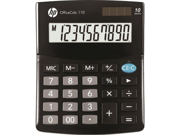 HP-kalkulator HP-OC 110/INT BX Office-kalkulator, 10-sifret skjerm, 125x101x33mm, svart
