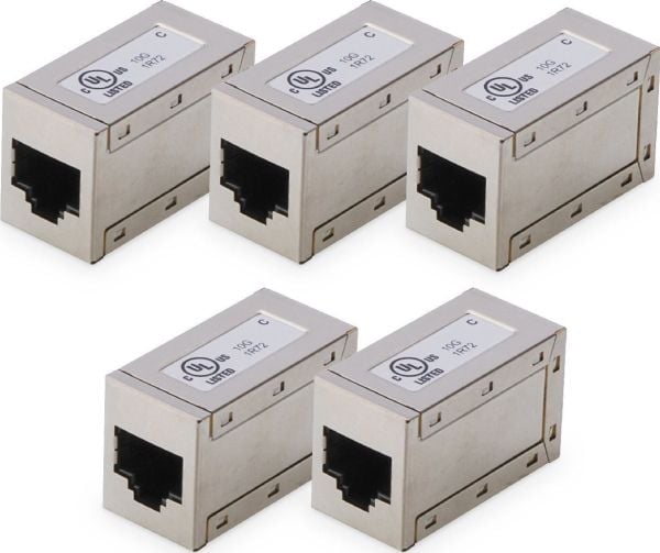 DIGITUS - Kopplingsdon för nätverk - RJ-45 (hona) till RJ-45 (hona) - skärmad - CAT 6 - modulär, stiftkoppling: 1:1 (paket om 5)
