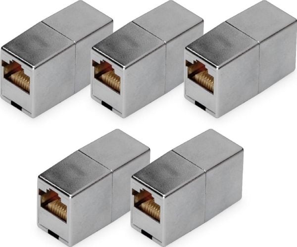 DIGITUS - Kopplingsdon för nätverk - RJ-45 (hona) till RJ-45 (hona) - skärmad - CAT 5e - modulär, stiftkoppling: 1:1 (paket om 5)