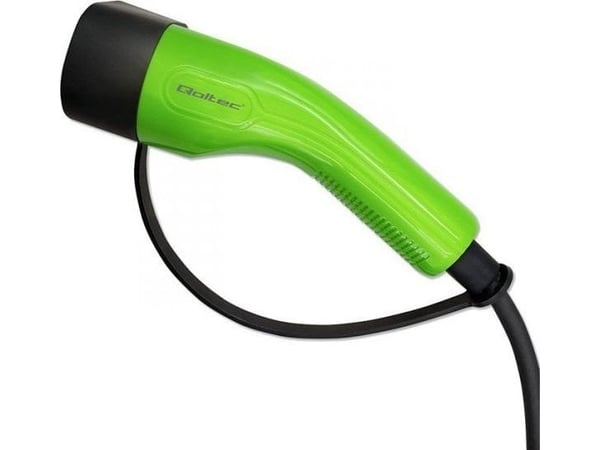 Qoltec - EV-ladestasjon - 2-in-1, Wi-Fi, LCD, RFID, 3 phases, wallbox - 22 kW - 32 A (IEC 62196 Type 2) - svart, grønn