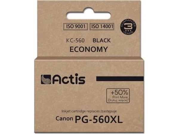 Actis KC-560, Høyt (XL) utbytte, Svart, Fargestoffbasert blekk, 22 ml, 1 stykker, Enkeltpakke