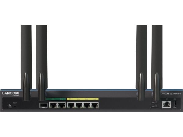 LANCOM 1930EF-5G (EU), musta, Työpöytä-/seinäkiinnitys, 1 tuuletin(ta), Ulkoinen, 10,100,1000 Mbit/s, 5G
