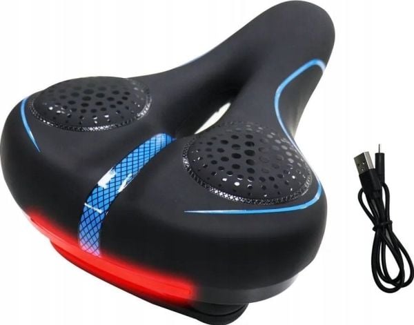 Oxe sykkelsadel med innebygd LED-lampe FSBSD-232-1 svart Oxe sykkelsadel med innebygd LED-lampe FSBSD-232-1 svart