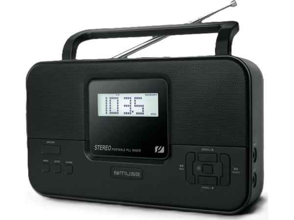 Muse M-087 MB PLL bærbar stereoradio med AUX-in og FM-radio, hodetelefonutgang
