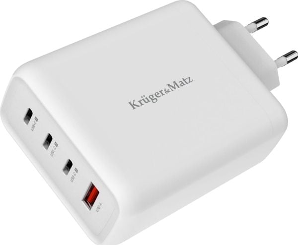 Kruger&amp;amp|Matz 140 W GaN-verkkolaturi, jossa on Quick Chazge- ja Power Delivery -toiminto
