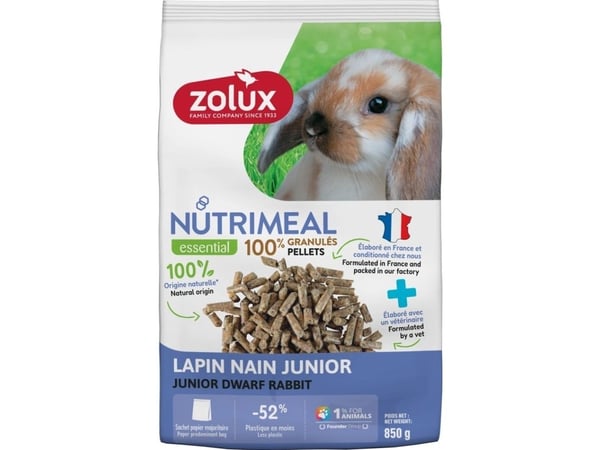 ZOLUX Granulert fôr til miniatyrkaniner junior NUTRIMEAL 4 850g