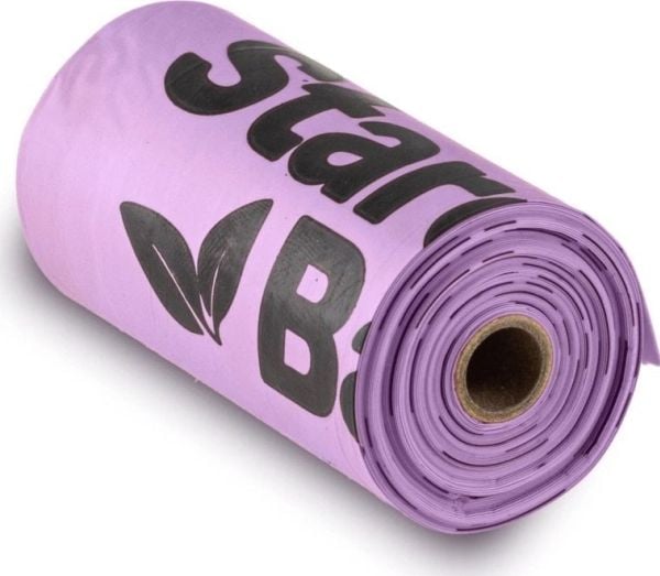 STARCHBAG Kompostoituvat BIO pussit ulosteille 1 rulla x 15kpl, väri liila