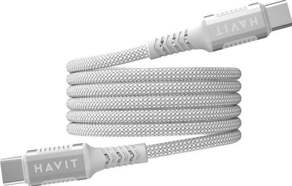 Havit 6939119077556, 1 m, USB C, USB C, Sølv, Hvit