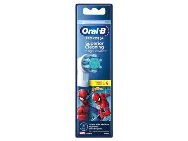 Oral-B Kids Pro Kids3+, 4 styck, Multifärg, Vit, Spider-Man, 3 År, Blåsa