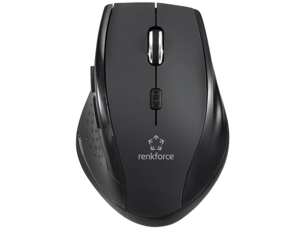 Renkforce RF-5827190, Høyre hendt, Optisk, RF kabel-fri, 1600 DPI, Sort