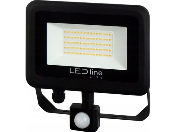Utendørs armatur med bevegelsessensor LED 50W nøytralhvit 230Vac, 5000lm, IP65, sort, PHOTON, LED LINE