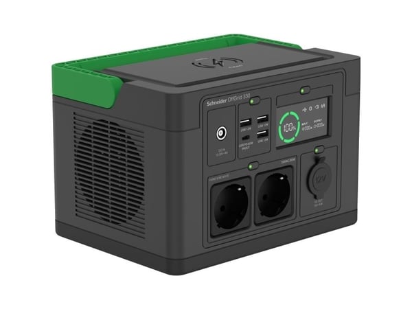 Schneider OffGrid 330 - Bærbar strømstasjon - LCD, litium-ion, 2 CEE 7/3 schuko-kontakter, sinuskurve, 3 USB-A, 1 USB-C, trådløs lader - AC 230 V -...