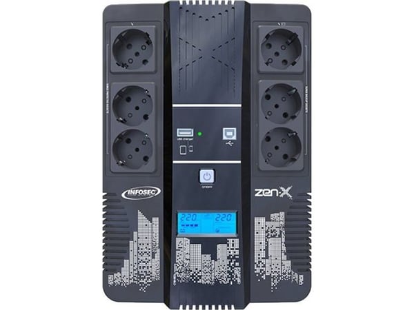 INFOSEC Zen-X - UPS - AC 220/230/240 V - 800 VA - enkeltfase - USB - utgangskontakter: 6