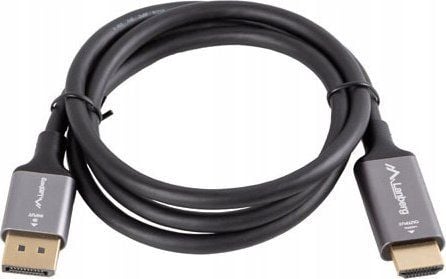 KABELDISPLAYPORT(M) ->HDMI(M) 1,8M 4K CZARNO-SREBRNY LANBERG