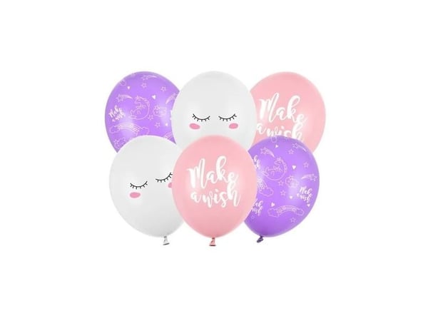 PartyDeco SB14P-204-000-6, Toy balloon, Latex, Sort, Blå, Rosa, Hvit, Oval, 30 cm, 6 stykker