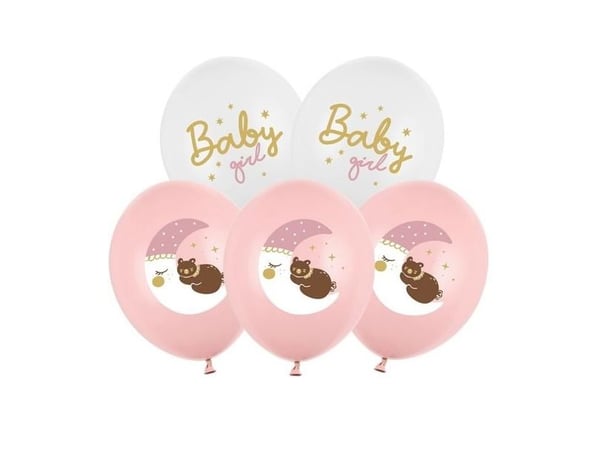 PartyDeco SB14P-337-000-6, Lekeballong, Rosa, Hvit, Bilde, Fødsel, Oval, Jente
