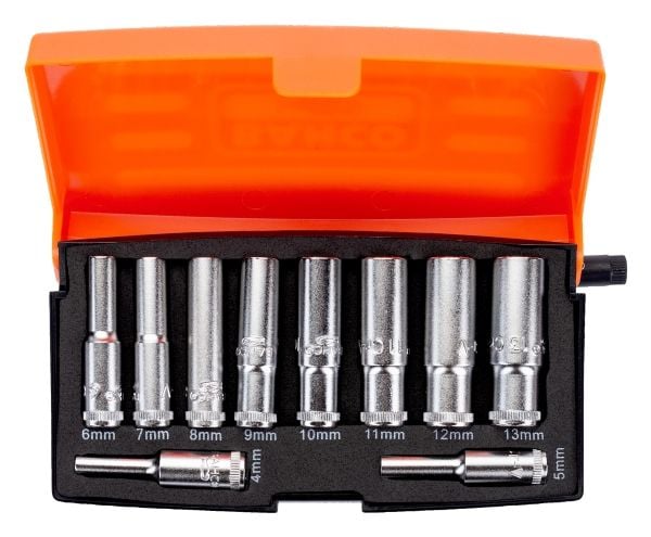 Bahco kärkisarja 1/4" pitkä 10 osaa 4-13mm