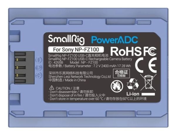 "SmallRig 4265" fotoapparatsbatteri, USB-C NP-FZ100