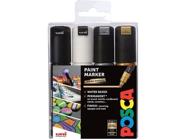 POSCA PC-8K 4 värin sarja, G,S, S, H