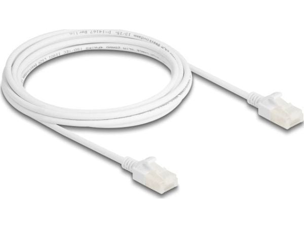 Delock - Nettverkskabel - RJ-45 (hann) til RJ-45 (hann) - 3 m - 3.6 mm - U/UTP, uskjermet - CAT 6a - halogenfri, uten hindringer, slank, robust lat...