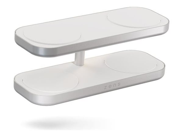 ZENS Quattro Charger Pro 4 - Trådløst ladestativ + AC-strømadapter - 15 watt - 4 utgangskontakter (magnetisk) - hvit