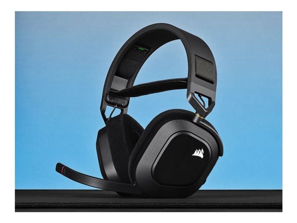 CORSAIR Gaming HS80 RGB - Hodesett - full størrelse - kablet - USB - karbon