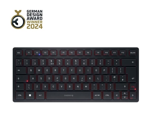 CHERRY KW 9200 MINI, 75%, USB + RF Wireless + Bluetooth, Näppäimen saksikytkin, QWERTY, Musta