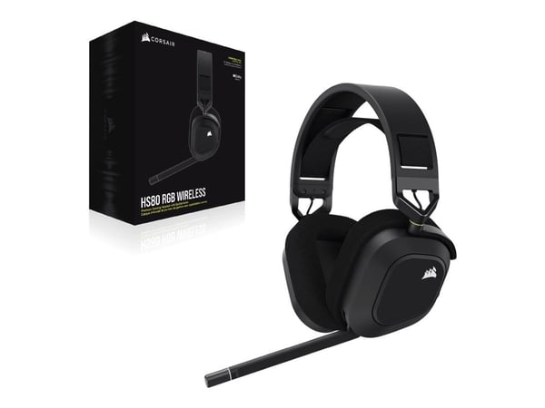 CORSAIR Gaming HS80 RGB - Hodesett - full størrelse - kablet - USB - karbon