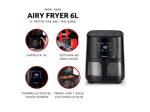 Ariete Airy 4626 - Varmluftsteker - 6 liter - 1.3 kW