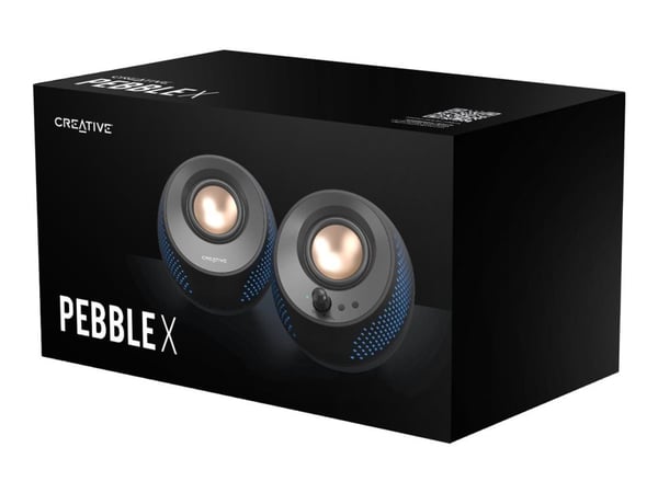 Creative Pebble X - Kaiuttimet - PC:lle - 2.0-kanavainen - langaton - Bluetooth - 15 Watt (Yhteensä) - musta