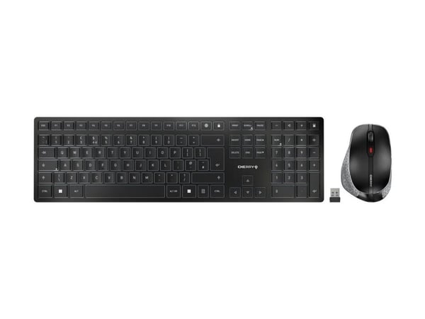 CHERRY DW 9500 SLIM - Tastatur- og mussett - trådløs - 2.4 GHz, Bluetooth 4.0 - QWERTY - Storbritannia - tastsvitsj: CHERRY SX - grå, svart - plast...