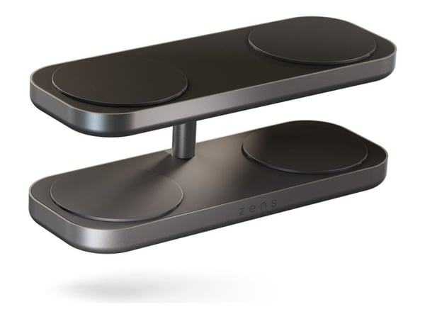 ZENS Quattro Charger Pro 4 - Trådløst ladestativ + AC-strømadapter - 15 watt - 4 utgangskontakter (magnetisk) - svart