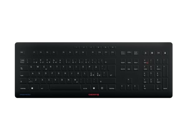 CHERRY STREAM PROTECT - Tastatur - trådløs - 2.4 GHz - QWERTY - Pan Nordic - tastsvitsj: CHERRY SX - svart
