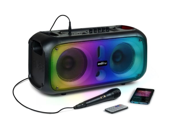 BigBen Big Ben kaiutin Bluetooth mikrofoni Party Cube LED taustavalo 200W