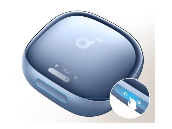 Soundcore Liberty 4 Pro - True wireless-hodetelefoner med mikrofon - i øret - Bluetooth - aktiv støydemping - blank lyseblå