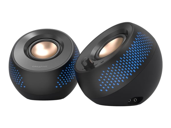 Creative Pebble X - Kaiuttimet - PC:lle - 2.0-kanavainen - langaton - Bluetooth - 15 Watt (Yhteensä) - musta
