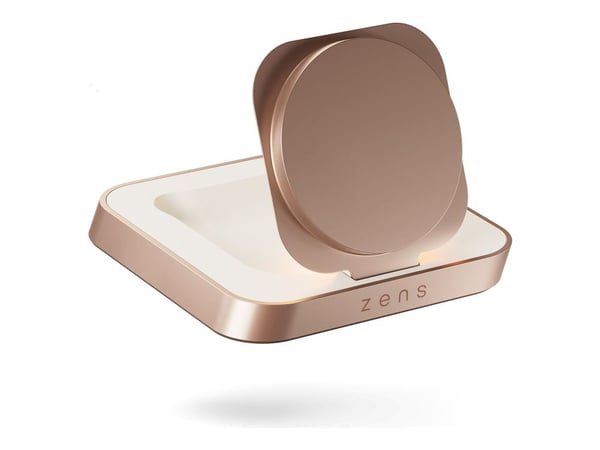 ZENS Nightstand Charger - Limited Edition - trådløst ladestativ + AC-strømadapter - 15 watt - Apple Fast Charge (trådløs lading (15W)) - kobber, hvit