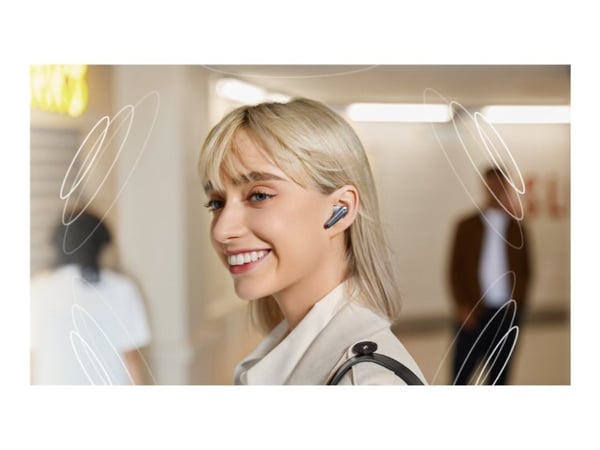Soundcore Liberty 4 Pro - True wireless-hodetelefoner med mikrofon - i øret - Bluetooth - aktiv støydemping - blank lyseblå