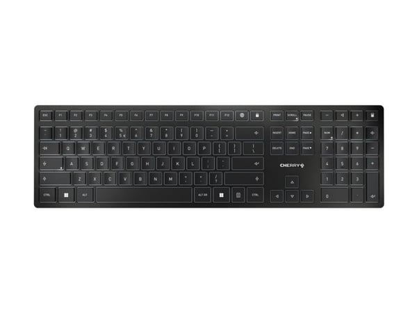 CHERRY KW 9100 SLIM - Tastatur - trådløs - 2.4 GHz, Bluetooth 4.0 - QWERTY - Engelsk - Europa - tastsvitsj: CHERRY SX - svart, sølv