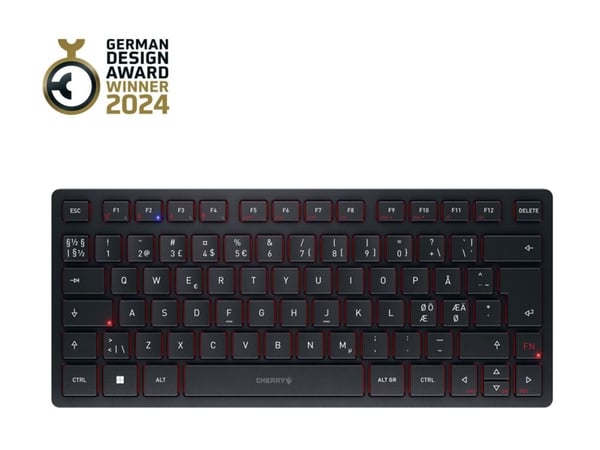CHERRY KW 9200 MINI, 75%, USB + RF Wireless + Bluetooth, Näppäimen saksikytkin, QWERTY, Musta