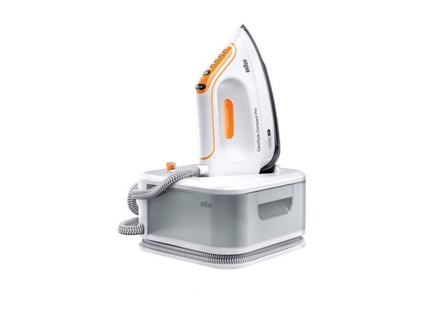 Braun CareStyle Compact Pro IS 2561 - Dampstrykejern med automatisk slukking - såleplate: EloxalPlus FreeGlide 3D - 2400 W - hvit/oransje