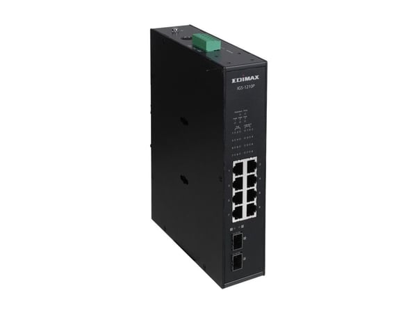 Edimax IGS-1210P - Switch - 8 x 10/100/1000 (PoE+) + 2 x Gigabit SFP - DIN-skinnemonterbar, veggmonterbar - PoE+ (240 W)