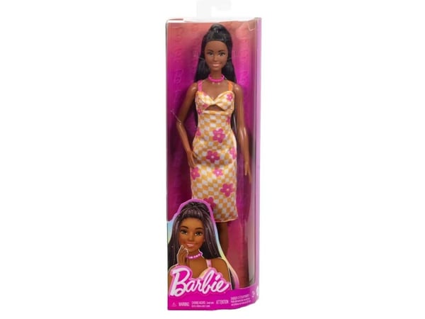 Barbie Barbie Fashionista doll in pink and orange checked dress